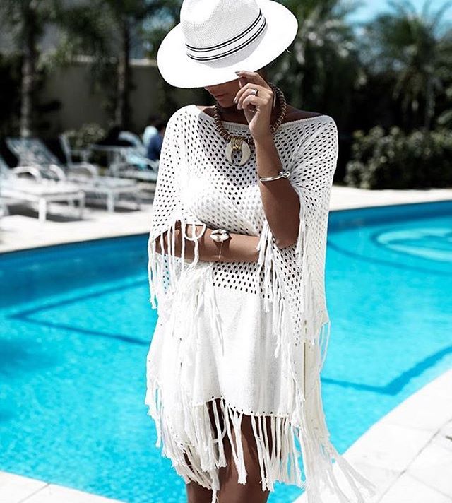 F4756 Boho style bat wing sleeves Fringe Summer Dress or Coverup